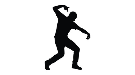 Obraz premium Man dancing hip hop. Male street dancer performing breakdance moves in silhouette.