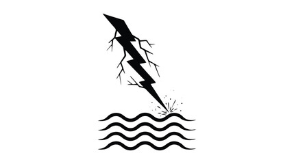 Lightning bolt striking water black silhouette strike © Ms sumu