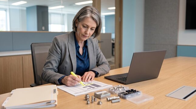 Domestic suppliers approval review by senior procurement specialist at desk