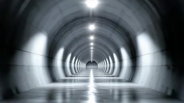 Grayscale Tunnel Strobe Loop &ndash; Fast Zoom Sci-Fi Corridor Background