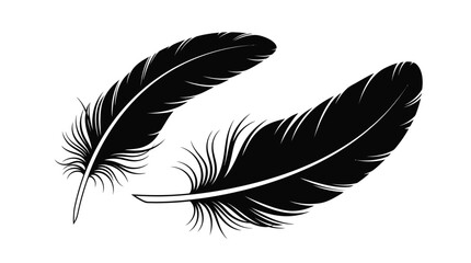 Black feather silhouettes on a white background graphic design element © Miss