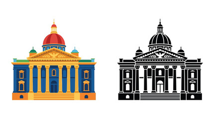 Classical building with dome vector illustration on white background © Kaium