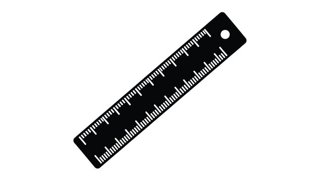 Black ruler silhouette on a white background measurement tool illustration