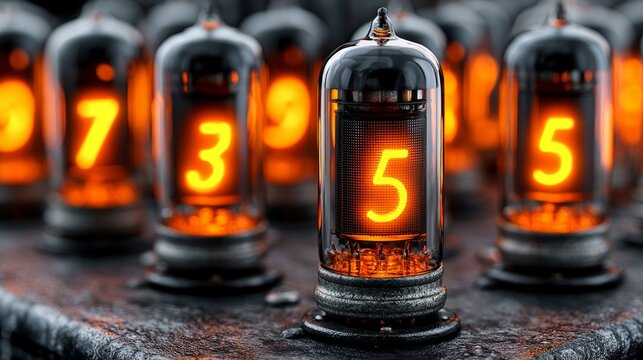 Nixie Tubes Displaying Glowing Numbers Technology