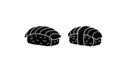 Sushi Roll Silhouettes On White Background Minimalist Food Illustration © Miss