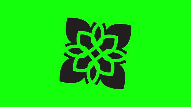 Abstract floral graphic design on a bright green background.