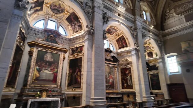 Bellinzona, Switzerland &ndash; July 12, 2026: Baroque church interior of Chiesa Collegiata dei Santi Pietro e Stefano in Bellinzona. 