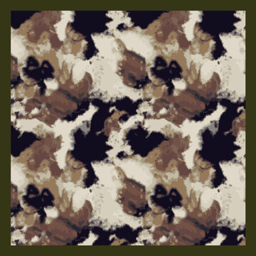 Abstract cat face pattern in brown tones with olive borde