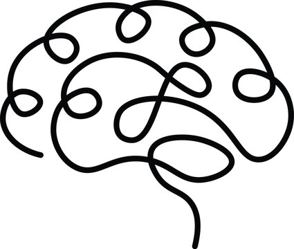 Minimalist brain concept line art illustration with thinking, intelligence