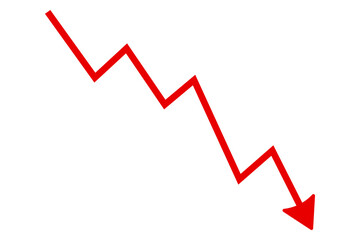 Obraz premium Red arrow line showing a downward trend on a graph