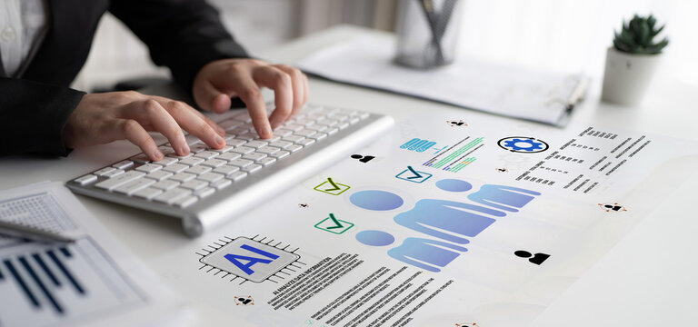 Professional Analysis of Artificial Intelligence Data with Charts and Graphs in Modern Office Setting Haptic.