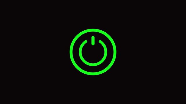 power button icon animation black background.
