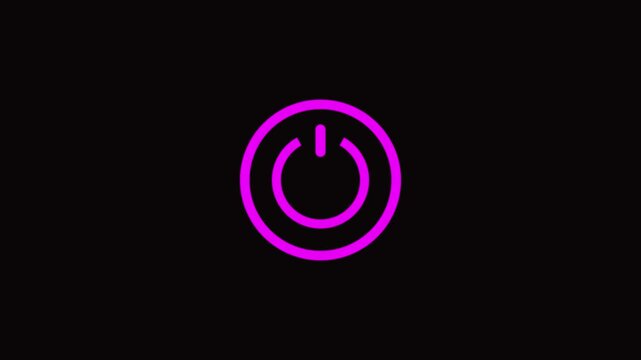 power button icon animation black background.