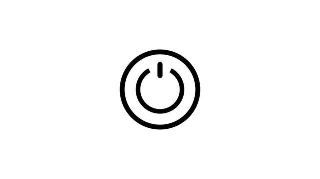 power button icon animation white background.