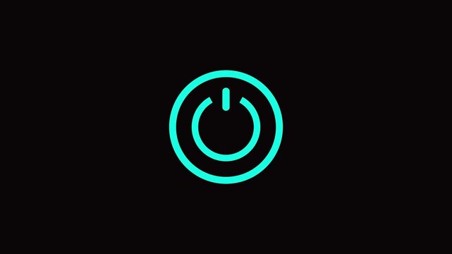 power button icon animation black background.