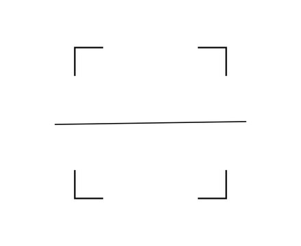 Minimalist graphic design element featuring four corner brackets and a central horizontal line