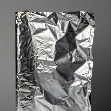 Close-up of wrinkled aluminium foil roll