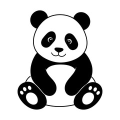 Cute cartoon panda sitting upright with black and white fur design. © Sumon