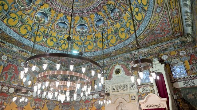 Painted dome interior of the Colorful Mosque in Tetovo, Macedonia