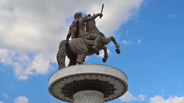 Alexander the Great statue and fountain in Skopje, Macedonia