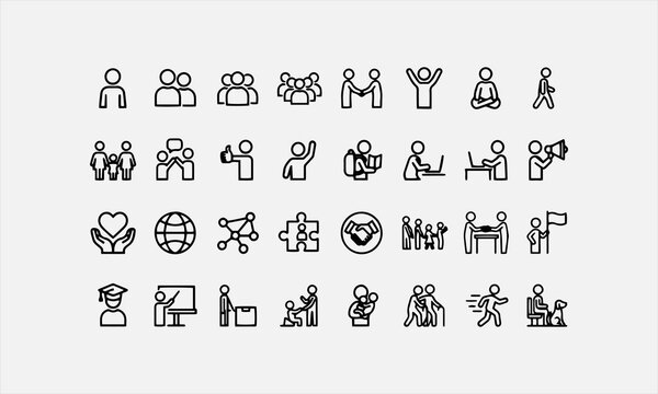 Friendship icon set. Contain icons related to friends, relationship, socialize, cheers, support vector illustration