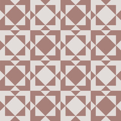 Fototapeta premium Seamless pattern created from blush and pale grey diamonds in pale grey and blush squares linked by small pale grey and blush triangles