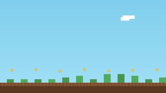 8-Bit Pixel Game Landscape Scrolling &mdash; Retro Gaming Seamless Loop