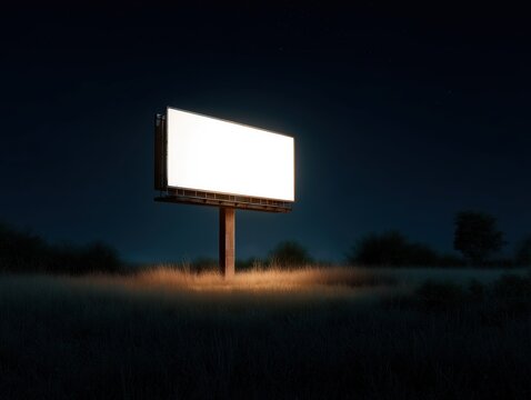 empty billboard in a dark landscape