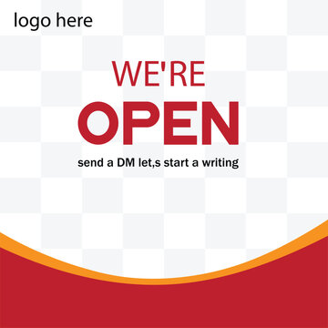 we, re open social media post template -modern business promotion banner-marketing square flyer design
