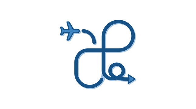 Dynamic Blue Airplane and Loop Arrow Logo Design for Modern Branding and Travel Concepts with high quality professional line art symbols for modern creative design and digital branding projects