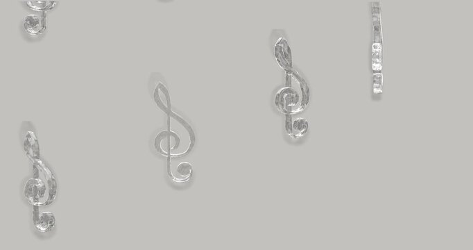 Crystal treble сlefs on a light background. Background music. 3D animation