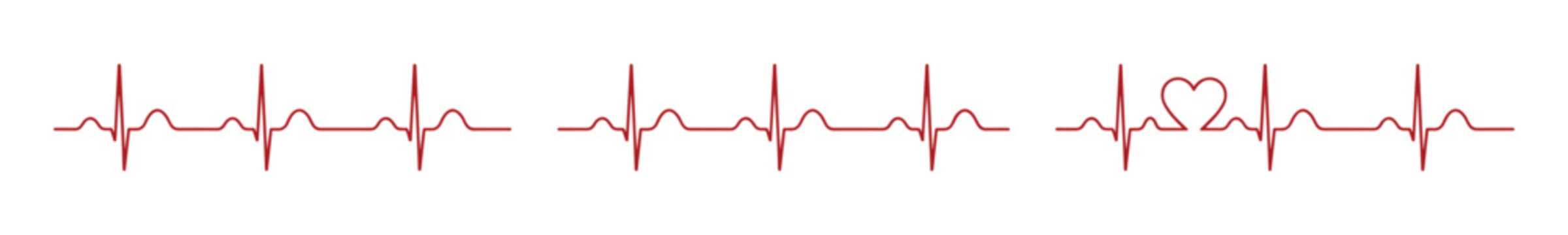 Dark red heartbeat ekg lines with integrated heart symbol on white background