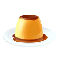 Fototapeta premium Japanese sweets caramel pudding isolated white background illustration