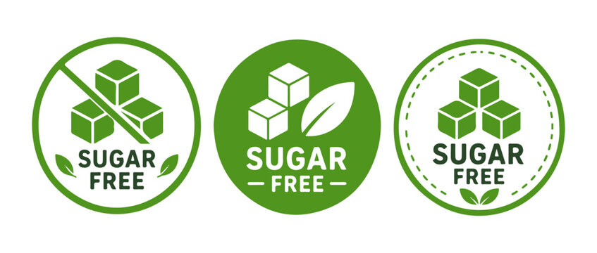 Sugar free sign set. Set of colorful sign icons on a white background