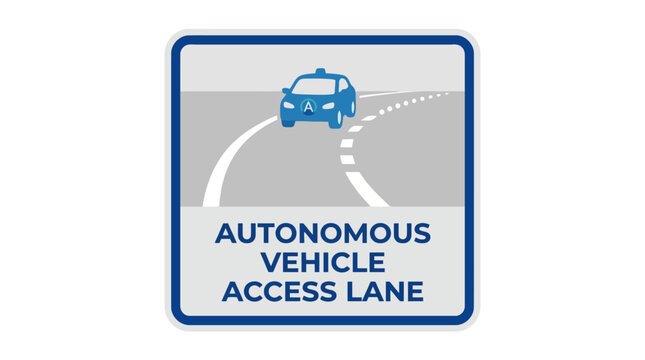Autonomous Vehicle Access Lane Traffic Sign on White Background. EPS Editable. Vector Illustrations.