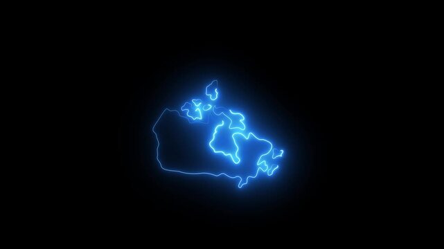 Glowing Blue Map of Canada Neon Outline on Dark Background canada map country outline