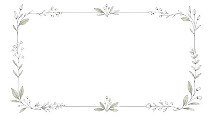 Fototapeta premium Floral Botanical Frame Border on Transparent Background