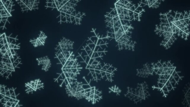 Ice Crystal Frost Growing Dendritic Branches Glowing Cool Blue Winter Abstract Motion Background Seamless Loop in deep mint tones