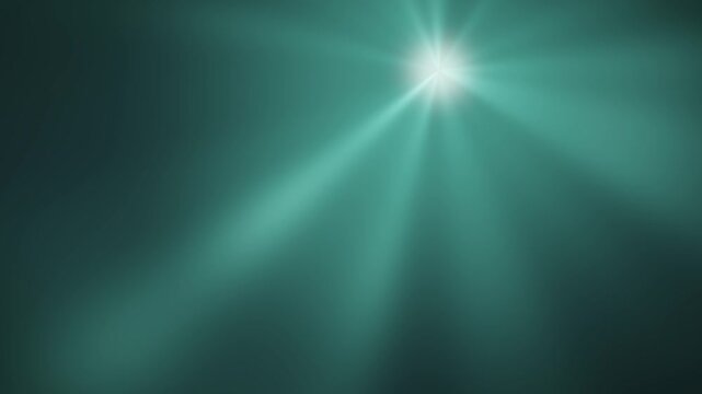 Volumetric light rays radiating god ray beams abstract dark background seamless loop in bright teal tones