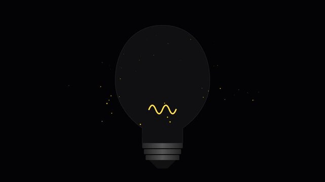Minimalist Dark Light Bulb Graphic with Dim Filament and Gold Dust