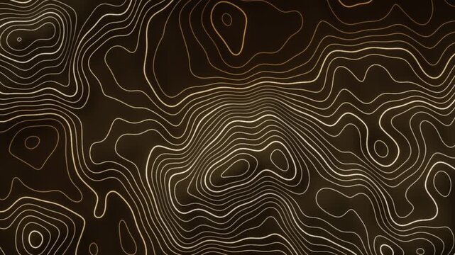 Morphing Topographic Contour Lines Glowing Elevation Map Abstract Motion Background Seamless Loop in vibrant brown tones