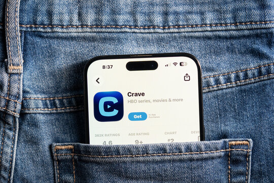 Close up of Crave app on smartphone screen. Toronto, Canada - July 24, 2026.