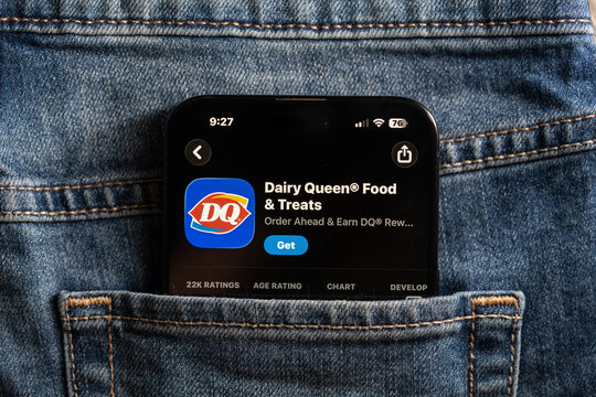 Close up of Dairy Queen app on smartphone screen. Toronto, Canada - July 24, 2026.