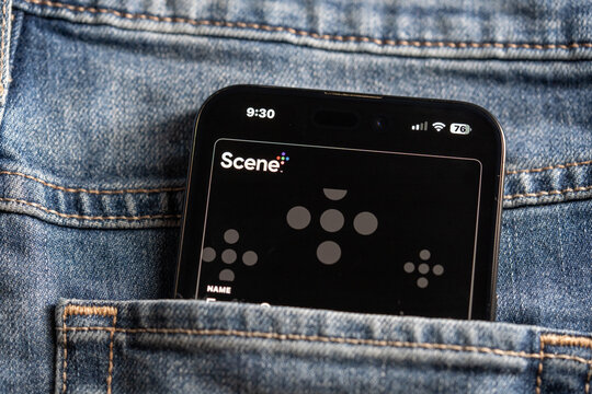 Close up of Scene membership card on smartphone screen. Toronto, Canada - July 24, 2026.