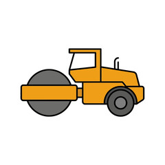 Naklejka premium Yellow steamroller construction vehicle vector icon illustration. EPS Editable. Vector Illustrations.