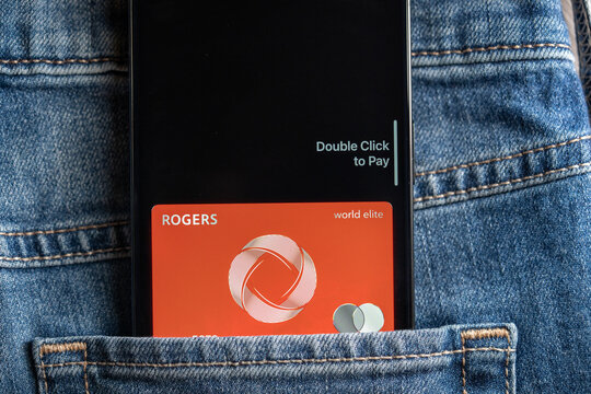 Close up of Rogers World Elite card in digital wallet. Toronto, Canada - July 24, 2026.