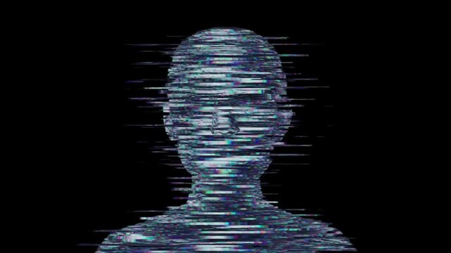 glitch mimicking human head