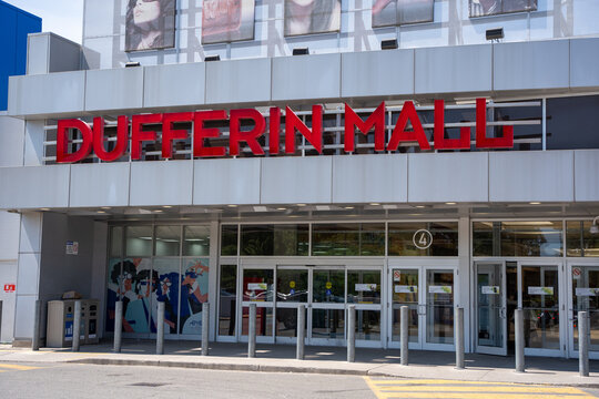 View of Dufferin Mall entrance in Toronto. Toronto, Canada - July 24, 2026.