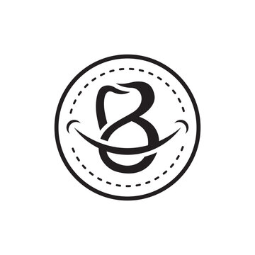 letter B tooth smile dental care logo circle