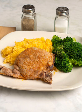 pork chop with chedder mash potatoes